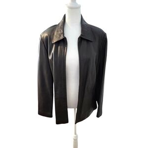 Croft & Barrow Lambskin leather mid length Brown zip front Women's Size XL